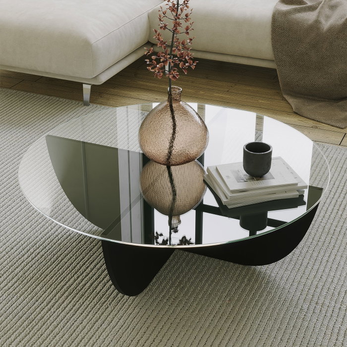 Hanah Home Lily Mesa de Centro Negra con Cristal Templado Hanah Home Lily Mesa de Centro Negra con Cristal Templado